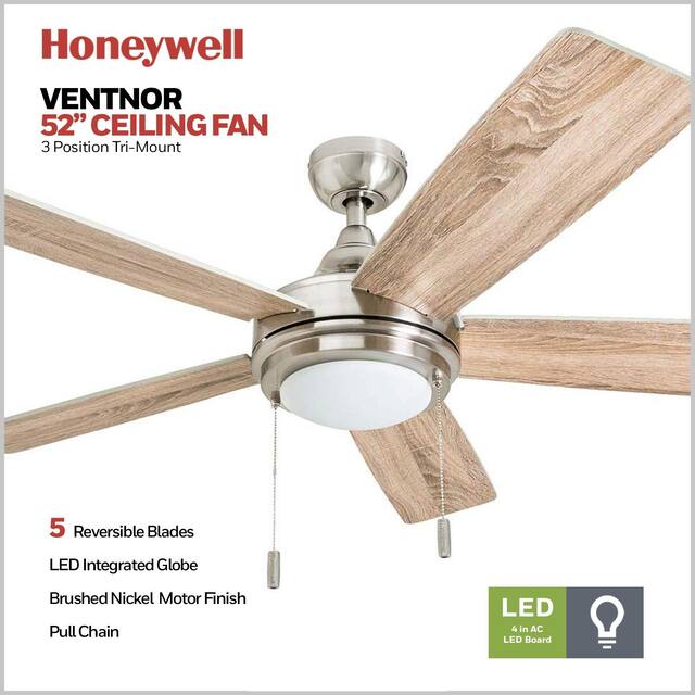 Honeywell Ventnor Brushed Nickel Integrated LED Ceiling Fan