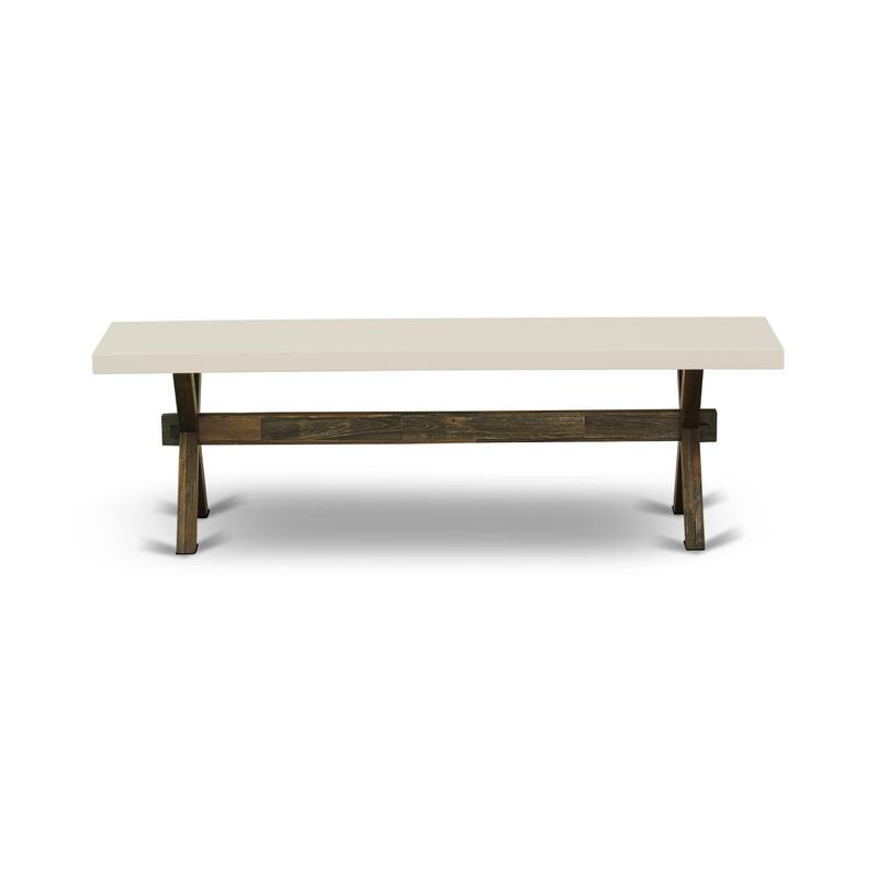 East West Furniture X-Style Modern Dining Room Bench with Wooden Seat(Finish Options)
