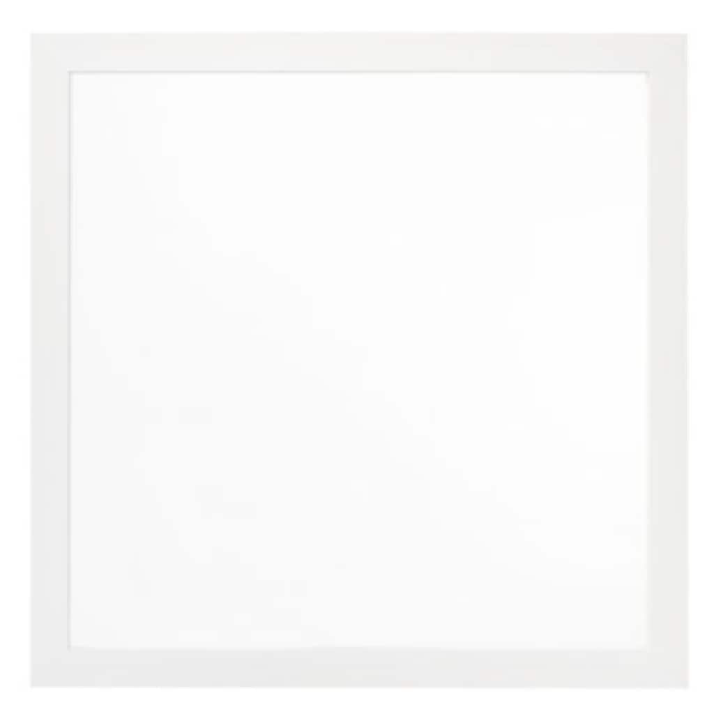 40 Inch Wall Mirror, Sleek Square Wood Frame, White