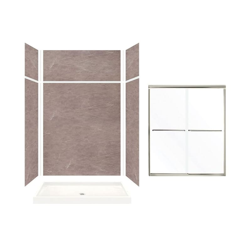 Transolid Expressions 60-in X 32-in X 96-in Glue to Wall Shower Kit - 32" x 60" x 96"