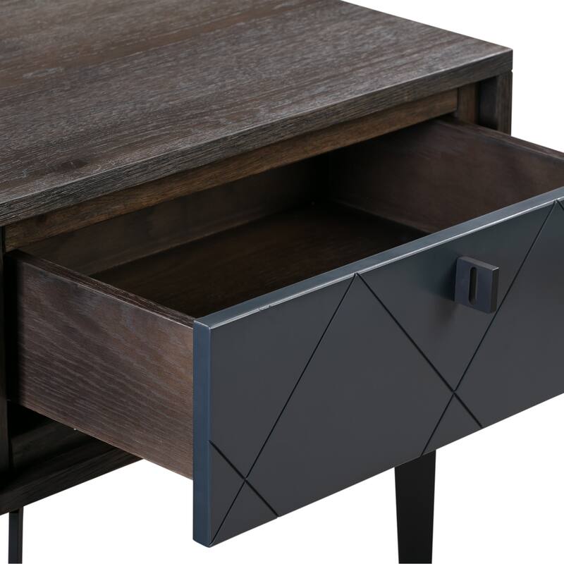 Cross Dark Gray Solid Oak King or Queen 3pc or 4pc Bedroom Set