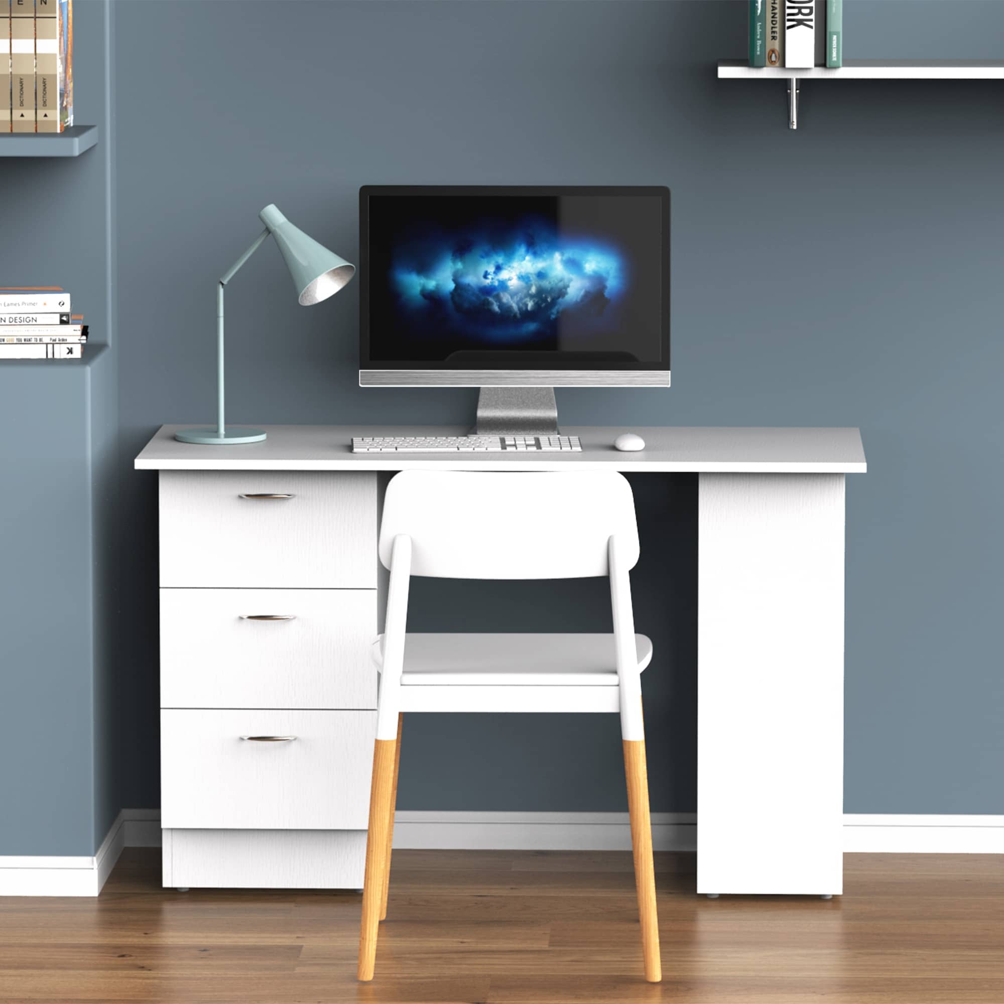 Office Computer Desk Bookcase Writing Table with 3 Drawer and Shelf
