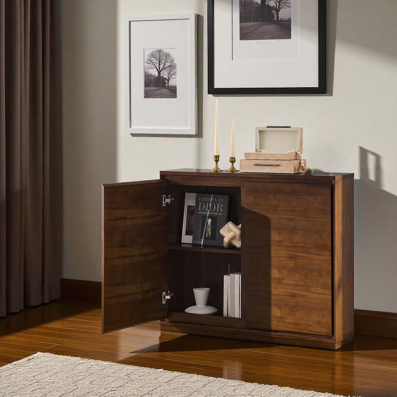 Modern Wood Grain Buffet Sideboard with 2 Outlet Holes, Storage Cabinet for Kitchen, Dining Room, Entryway