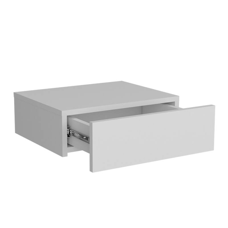 Wall-Mounted Nightstand with Spacious Surface and Drawer, White