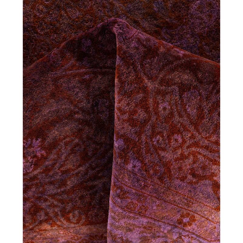 Overdyed One-of-a-Kind Hand-Knotted Octagon Area Rug - Purple - 6' 1" x 6' 1"