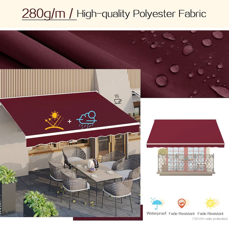 AECOJOY Manual Retractable Patio Awning Outdoor Sunshade Shelter (Cover Only)