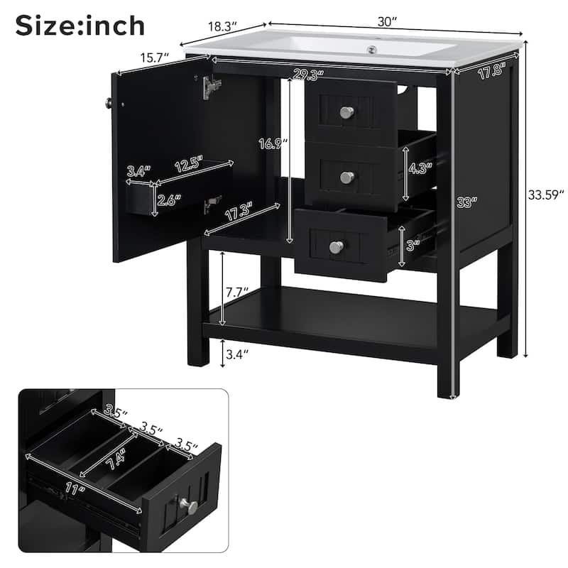 Bathroom Vanity Cabinet with Ceramic Sink