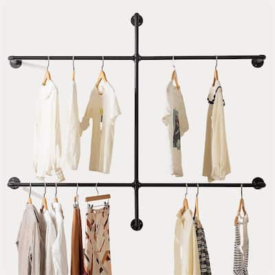 Wall Mounted Garment Rack as Walk-in Closet System - 9.84"D x 48.44"W x 45.28"H