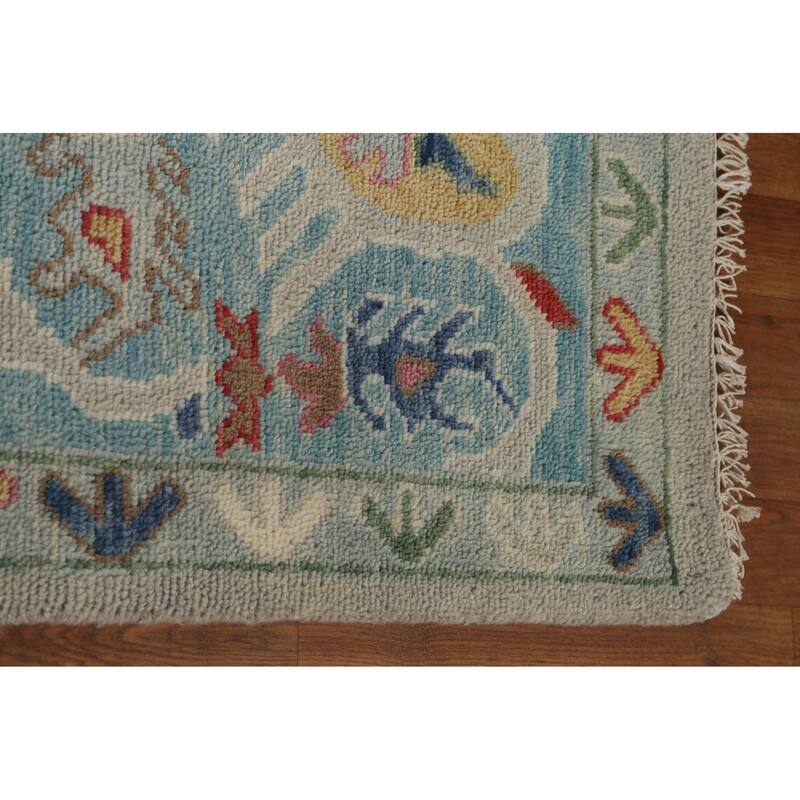 All-Over Oushak Oriental Area Rug Hand-Knotted Wool Carpet - 9'0" x 11'8"