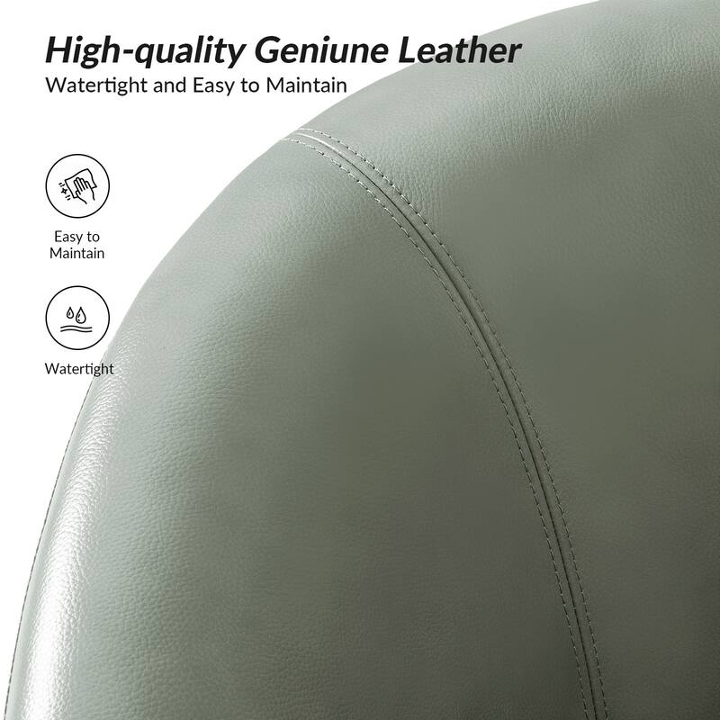 Althea Modern Genuine Leather Swivel Barrel Chair with Solid Wood Base By HULALA HOME