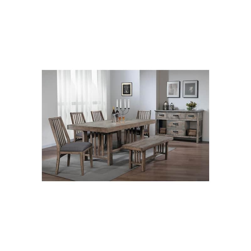 Brown/Gray Fabric Upholstered Wood Frame Dining Chair, Set of 2, Sturdy Dining Chair for Dining Rooms - 19.5