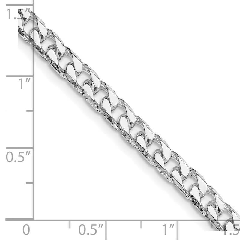 Curata 925 Sterling Silver Rhodium Plated 5mm Curb Chain Necklace for Men