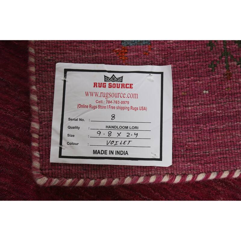 Violet Tribal Gabbeh Indian Runner Rug Handmade Wool Carpet - 2'4" x 9'8"