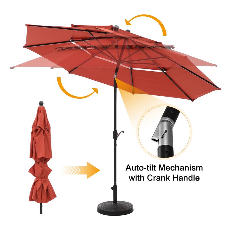 Outdoor 6-piece Patio Dining Set, 1 Square Metal table, 4 Adjustable Folding Chairs and 10ft Umbrella