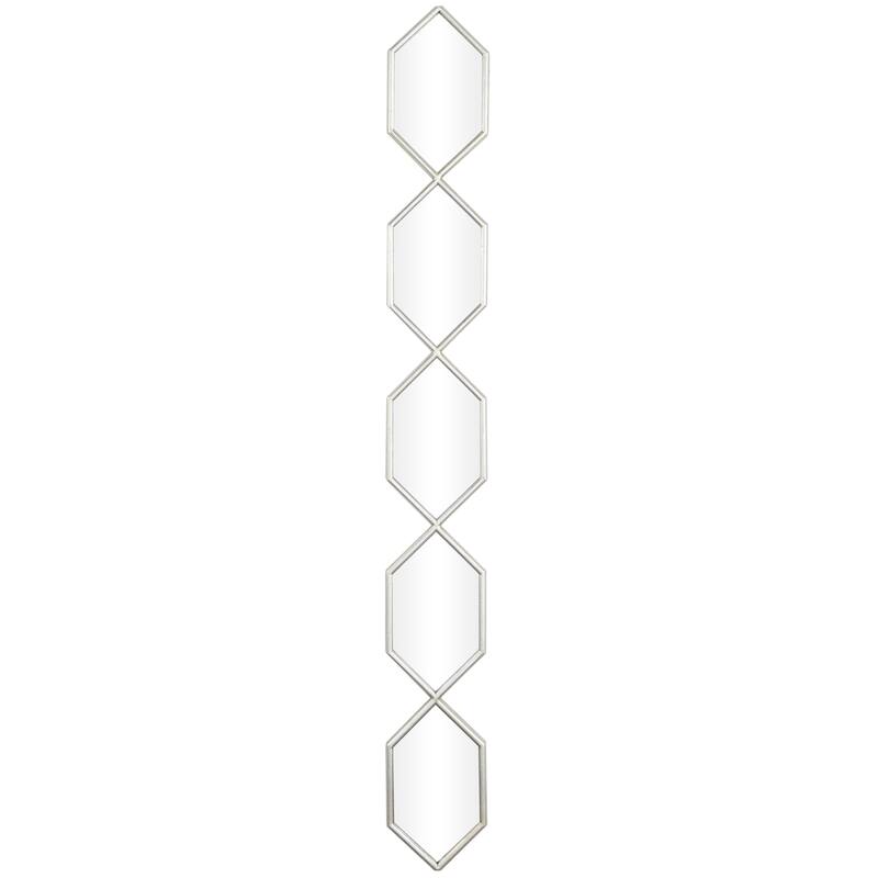 Metal Slim Stacked Chain 5 Layer Wall Mirror with Various Pattern and Foil Detailing - Silver, Gold, or Black