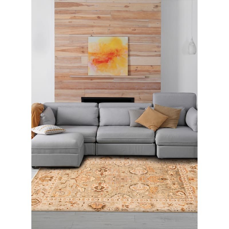 ECARPETGALLERY Hand-knotted Jules Serapi Khaki Wool Rug - 7'10 x 9'11