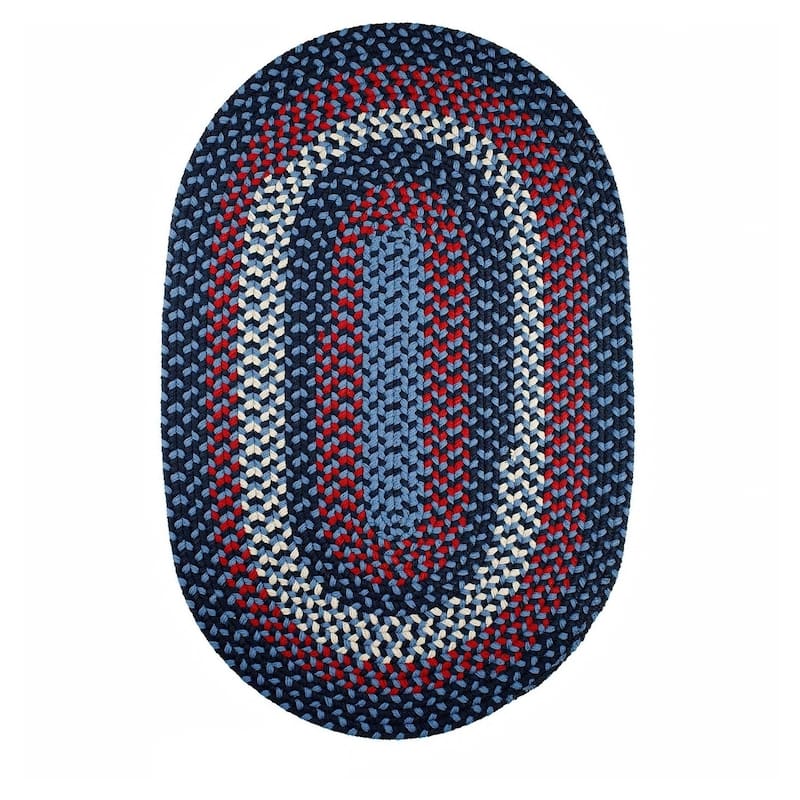 Rhody Rug Mission Hill Indoor/Outdoor Braided Area Rug - Navy - 2' x 4' Runner