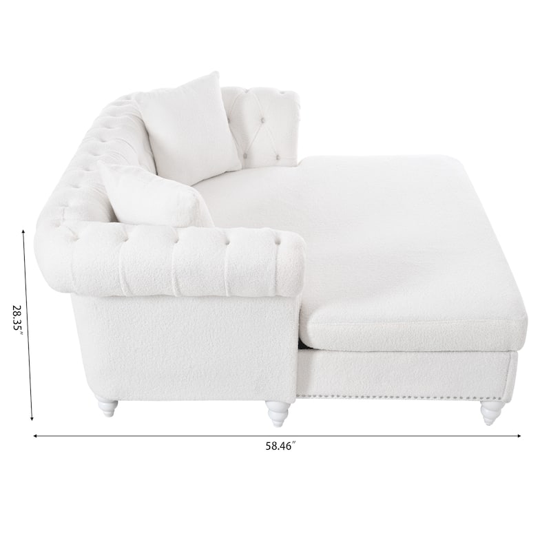 GDFStudio - Elara Luxe 63" Loveseat Chaise Lounge Couch with Upholstered PU Leather & Rolled Arm for Living Room or Office