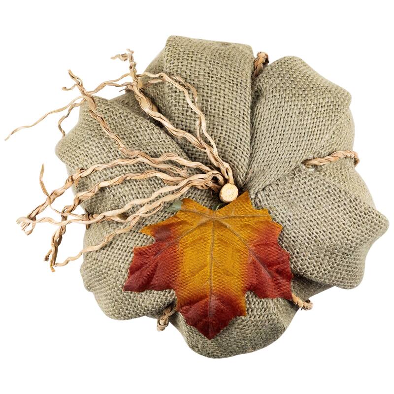 Burlap and Jute Fall Harvest Pumpkin Decoration - 6.75" - Beige
