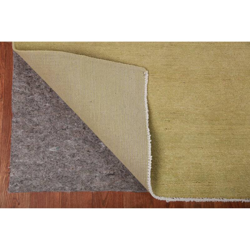 Hand Knotted Oriental 100% Wool Carpet Modern Solid Green Gabbeh Area Rug - 12' 0'' X 9' 4''