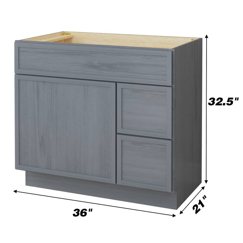 Vanity Art 36" Freestanding Single Base 2 Drawers Storage Cabinet with Soft Close Door