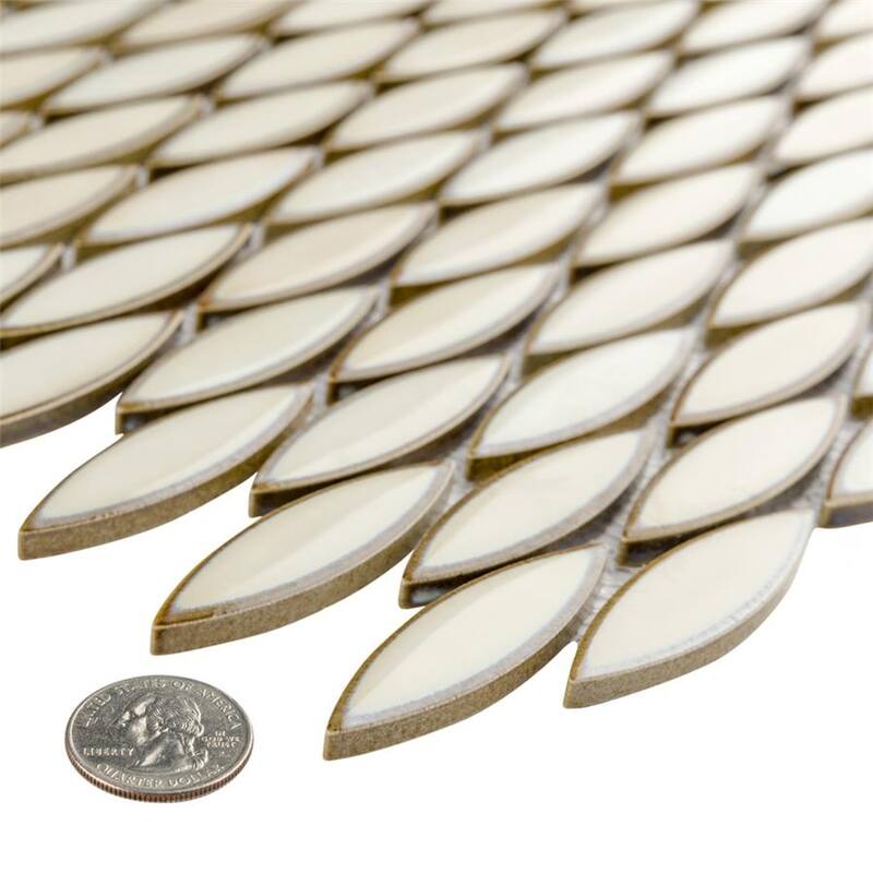 Merola Tile Pescado Glossy Crema 12" x 12-1/2" Porcelain Floor and Wall Tile