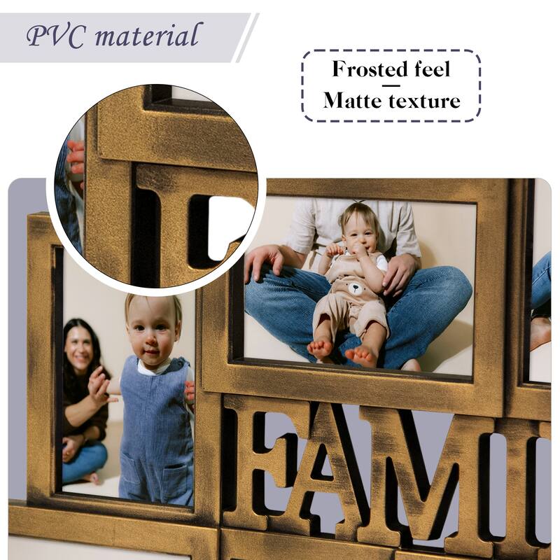 Holaura Family 8 Opening Family Picture Frames Collage Wall Decor for 4x6 Pictures Blacke