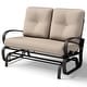 preview thumbnail 7 of 5, Outdoor Patio Rocking Glider Cushioned 2 Seats Steel Frame Furniture Natural