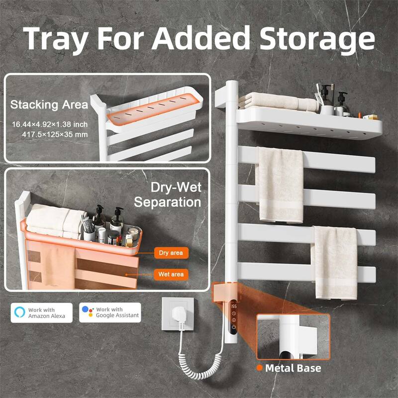 Smart Rotating Heated Towel Rack for Bathroom,Towel Warmer