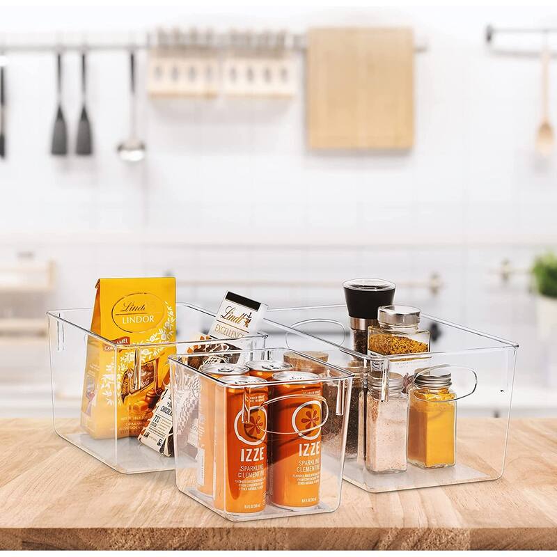 Clear Plastic Storage Bin Container Set Organizer for Kitchen, Fridge and Pantry - 6-Pack