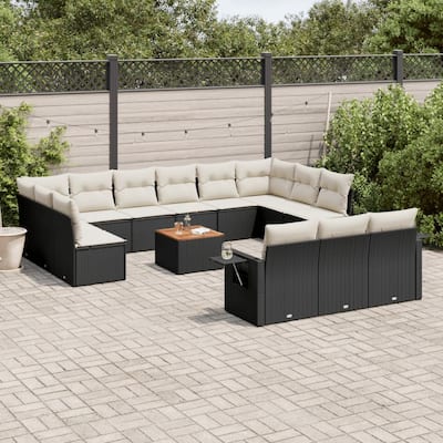 vidaXL Garden Sofa Set Black - 24.4 x 25.8 x 27.2