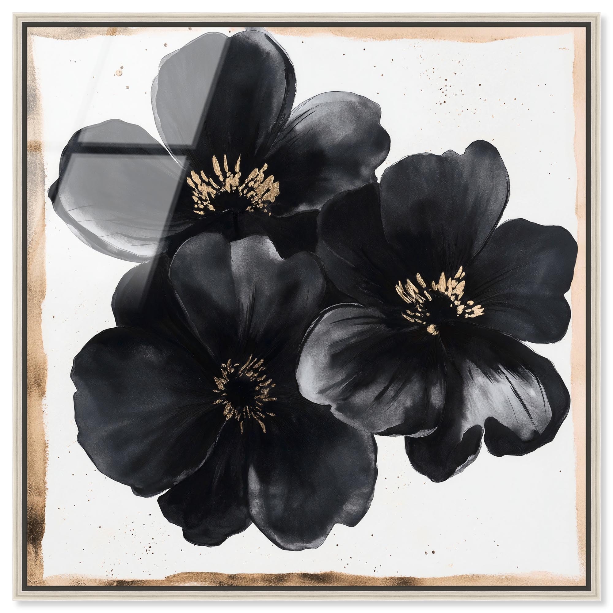 Enigma of Black Gold I Floral Framed Acrylic Wall Art by Art Remedy