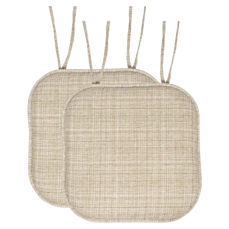 Aria Memory Foam Non-Slip Chair Pad with Ties - Beige - Set of 2