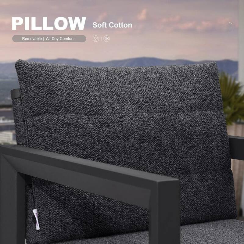 PURPLE LEAF Caesar Outdoor Dining Set Aluminum Luxury Patio Furniture with Olifen Removable Thick Cushion and Pillow-Grey - N/A