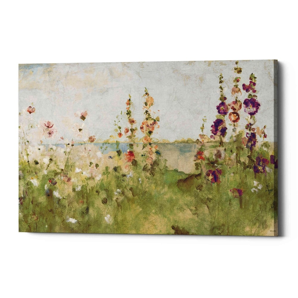 Epic Graffiti 'Hollyhocks by the Sea' by Cheri Blum, Canvas Wall Art
