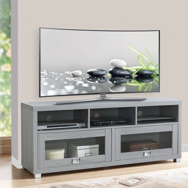 75 inch Grey Wood Storage TV Stand Console Entertainment Center
