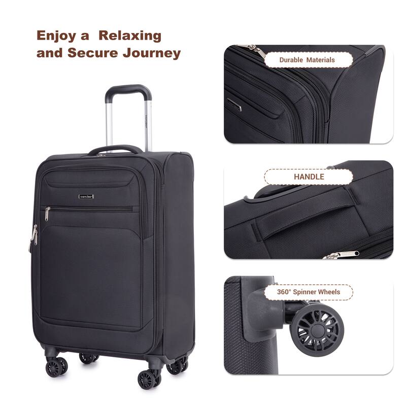 Durable 3-Piece Polyester Luggage Set (18" Carry-On, Travel Bag, Toiletry Bag) with 360° Spinner Wheels