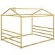 preview thumbnail 8 of 9, Gold Modern Queen Size Bed Frames Metal House Shape Platform Bed with Headboard and Footboard, No Box Spring Needed