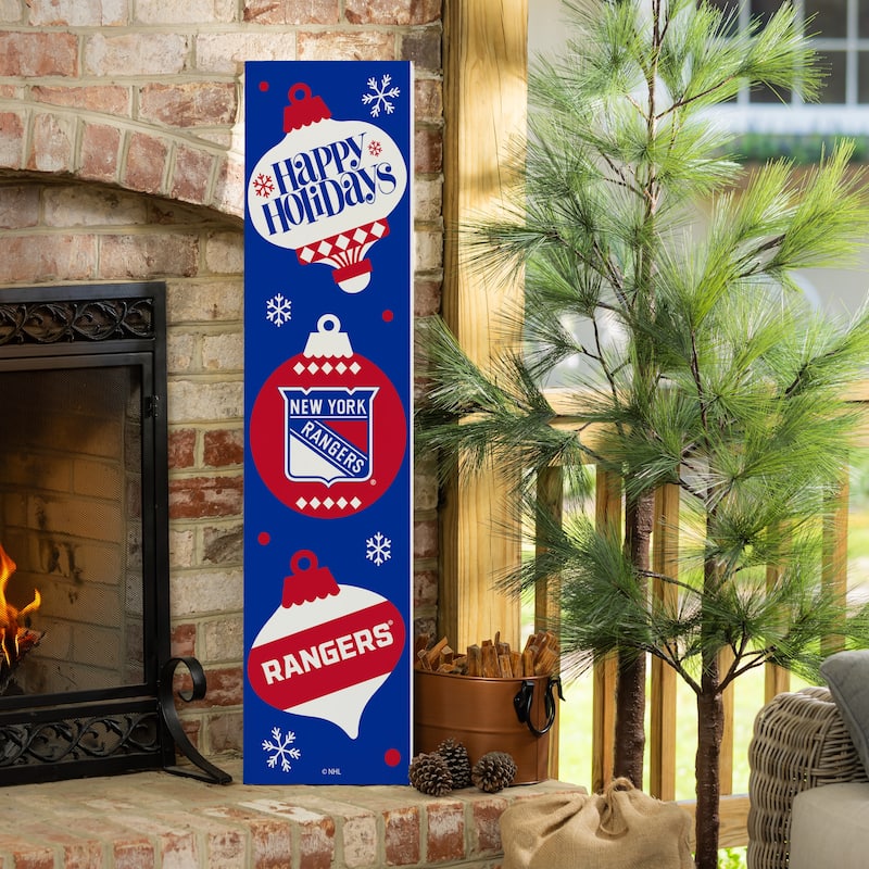 47" Double Sided Seasonal Porch Leaner, New York Rangers - 47" x 11.25" - Christmas