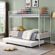 preview thumbnail 28 of 31, Twin over Twin Size Metal Bunk Bed with Trundle White