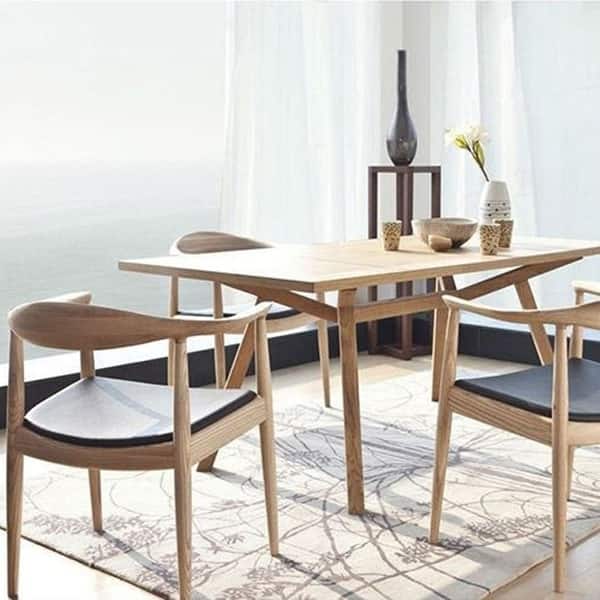 Shop 2xhome Natural Solid Real Oak Wood Pu Leather Cushion Seat