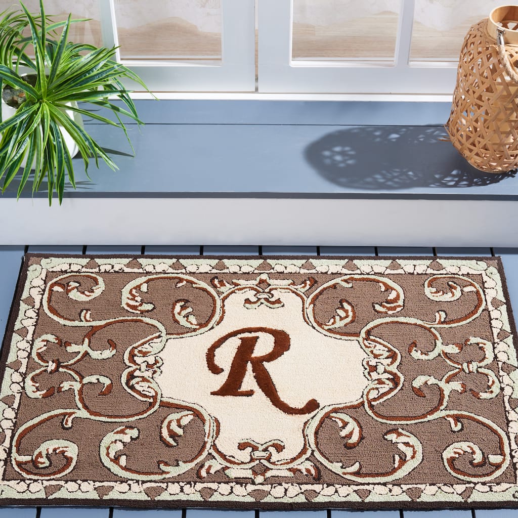 SAFAVIEH Hand-hooked Monogram J Mocha Rug