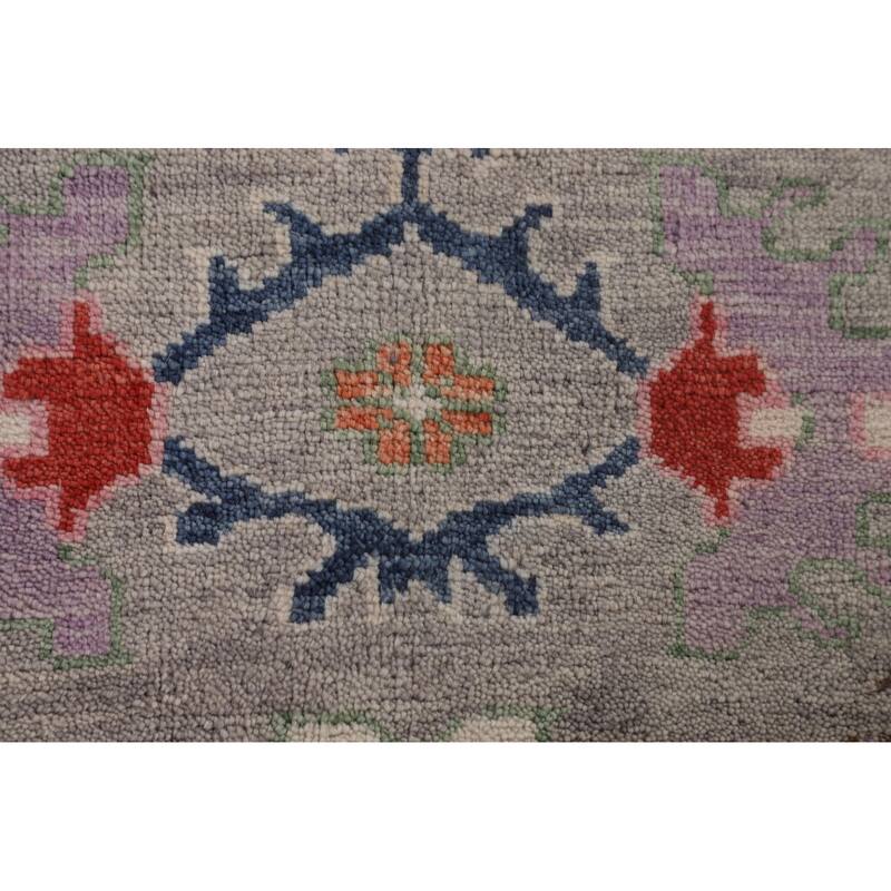 Floral Oushak Oriental Area Rug Hand-Knotted Wool Carpet - 9'1" x 11'9"