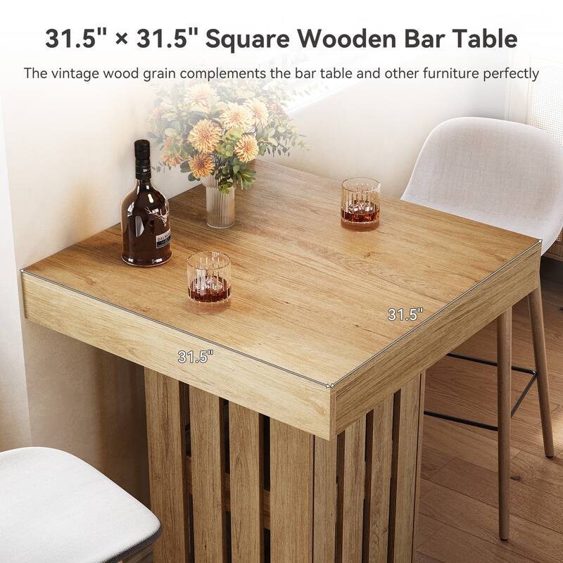 39.8" Square Bar Table, Modern Farmhouse Counter Height Pub Bistro Table