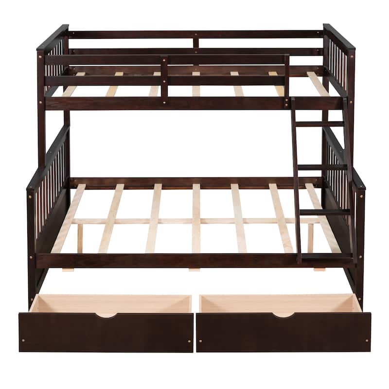 Twin-Over-Full Bunk Bed with Ladders and Two Storage Drawers(Espresso)