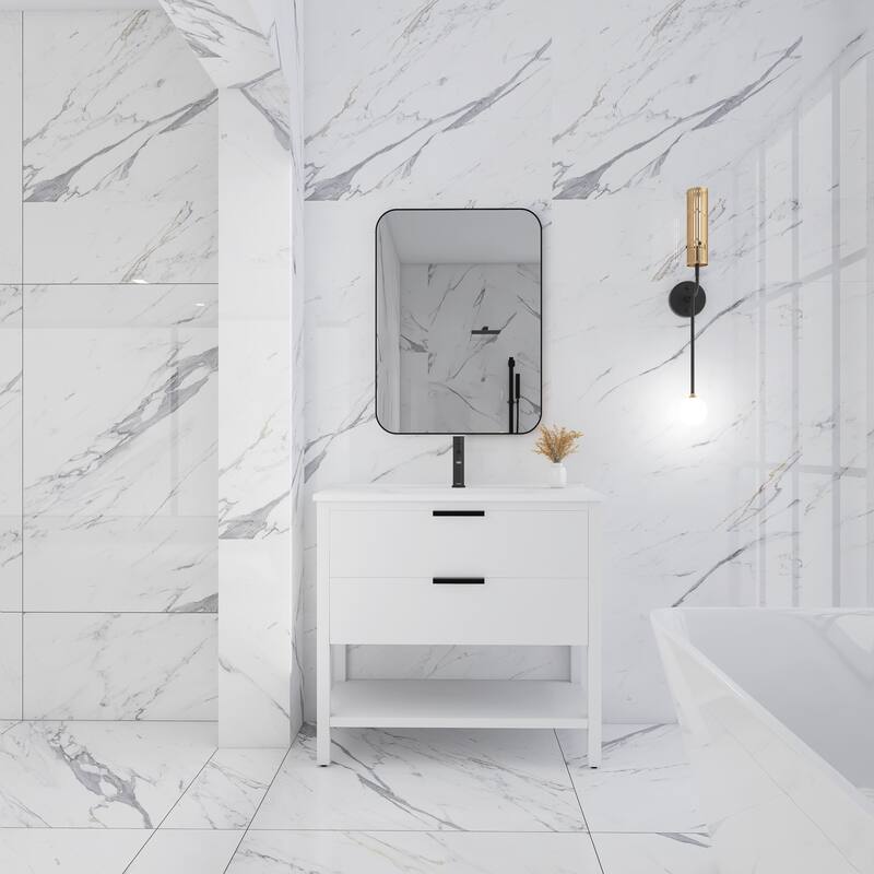 Plywood Freestanding Bathroom Vanity Set with Integrated Sink