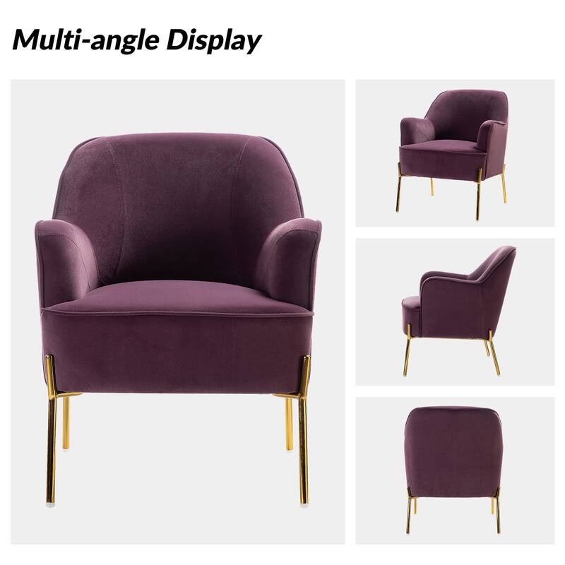 Nora Modern Velvet Accent Chair with Golden Metal Legs Set of 2 by HULALA HOME