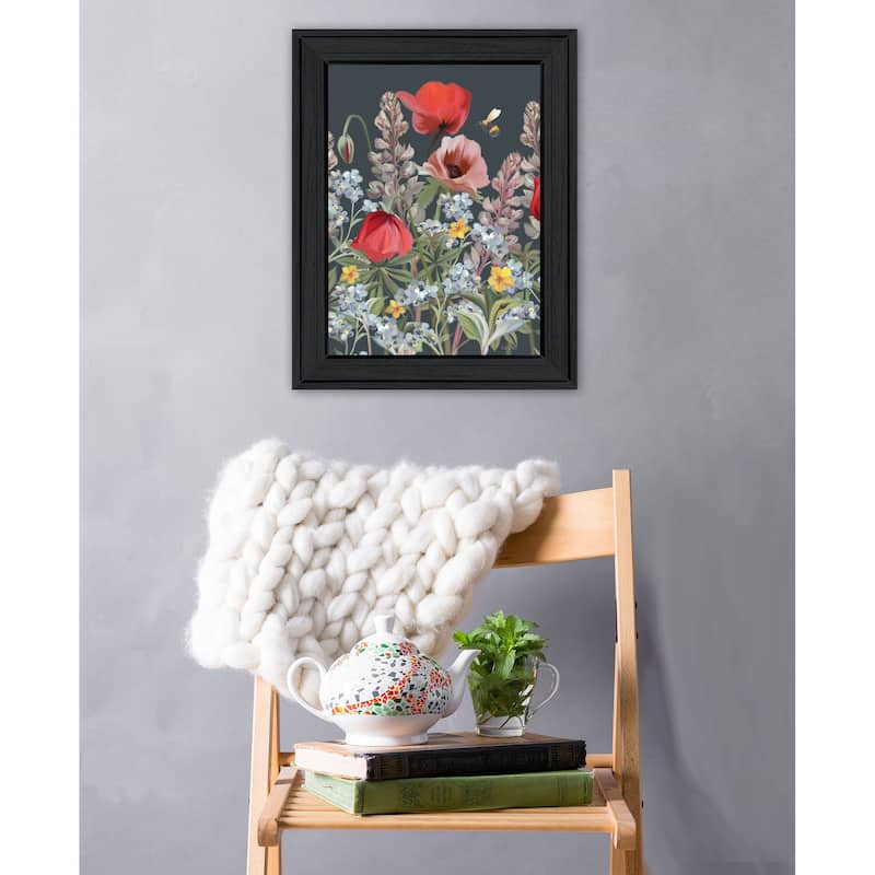 TrendyDecor4U Contemporary "Summer Garden Buzz" Framed Print Wall Art