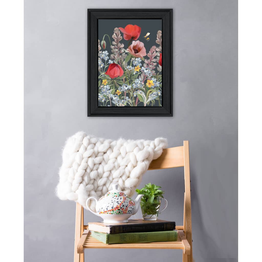 TrendyDecor4U Contemporary "Summer Garden Buzz" Framed Print Wall Art