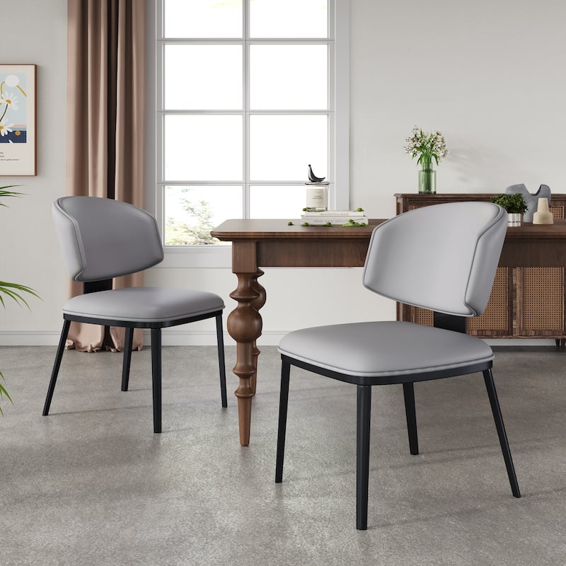 Christopher Knight Home - PU Leather Upholstered Dining Chairs - Gray+Black - Set of 2